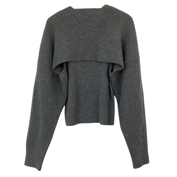 THE FRANKIE SHOP NWT Size L Knit Shrug Sweater Set Storm Gray Tank Shell & Cardi - Picture 7 of 9